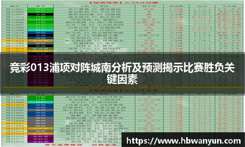 竞彩013浦项对阵城南分析及预测揭示比赛胜负关键因素
